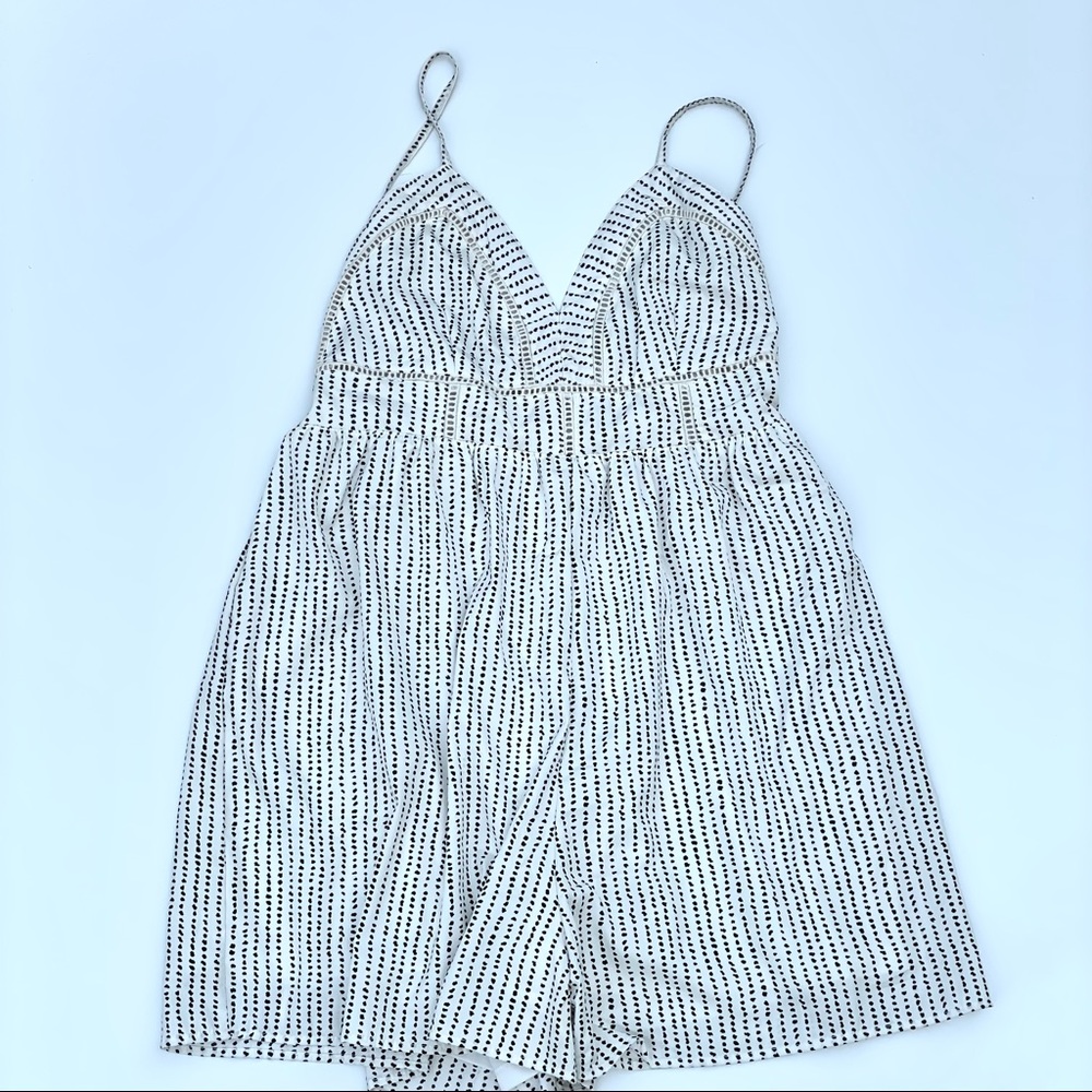 Japna Black and White Polka Dot Romper, M